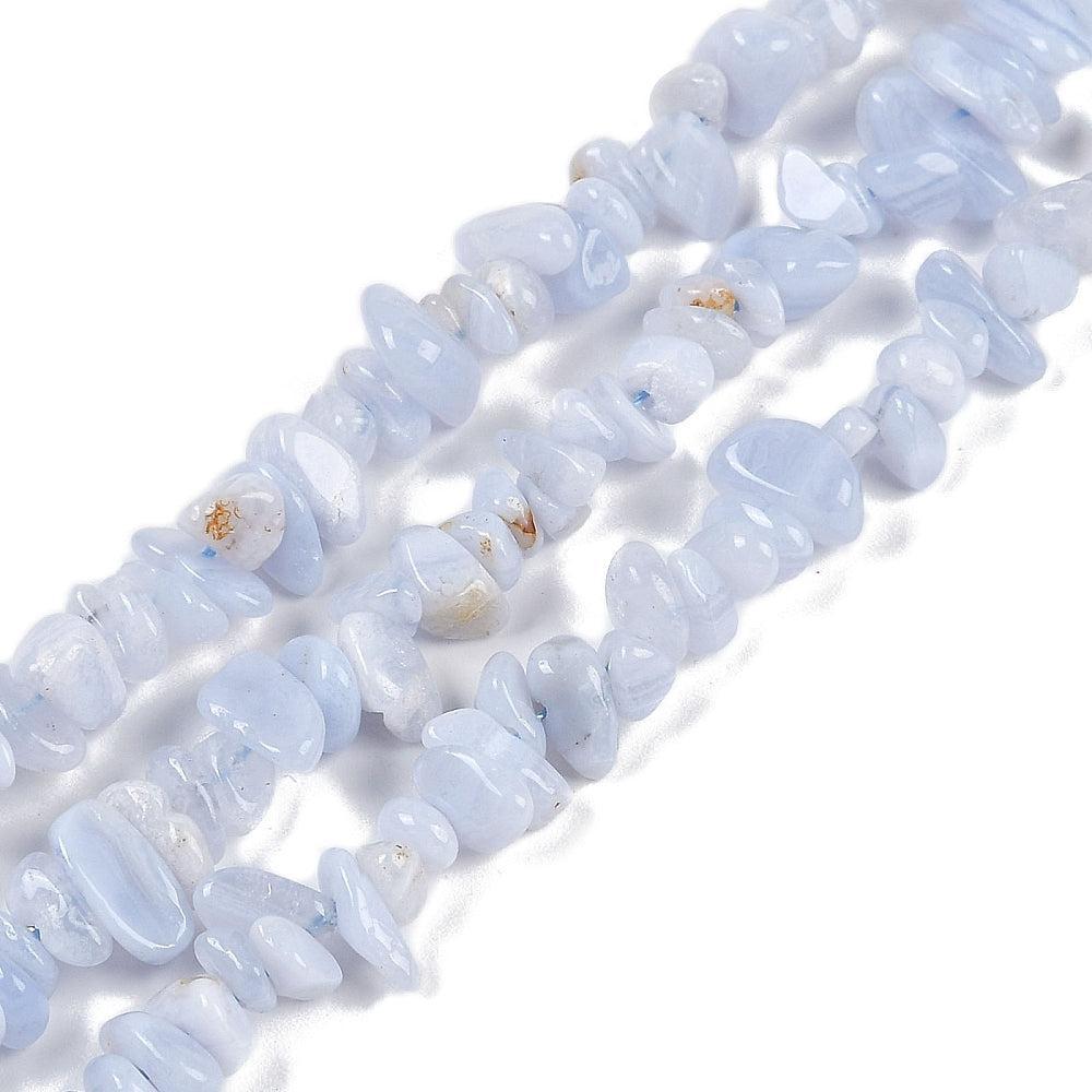 Edelsteen Kraal Blue Lace Agaat Chips Blauw 9.5mm - per 5 gram-Kralen-Kraaltjes van Renate