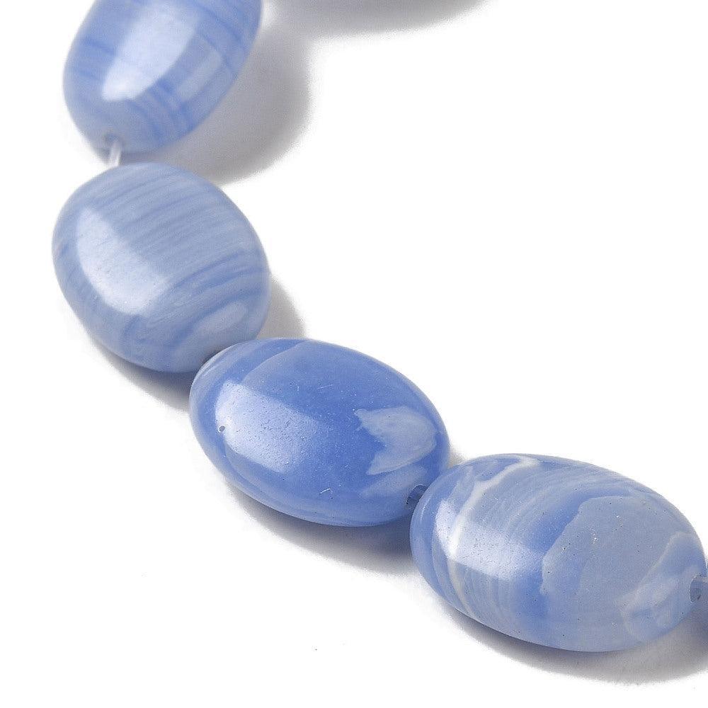 Edelsteen Kraal Blauwe Kantsteen Agaat Ovaal Blauw 16mm - per stuk-Kralen-Kraaltjes van Renate