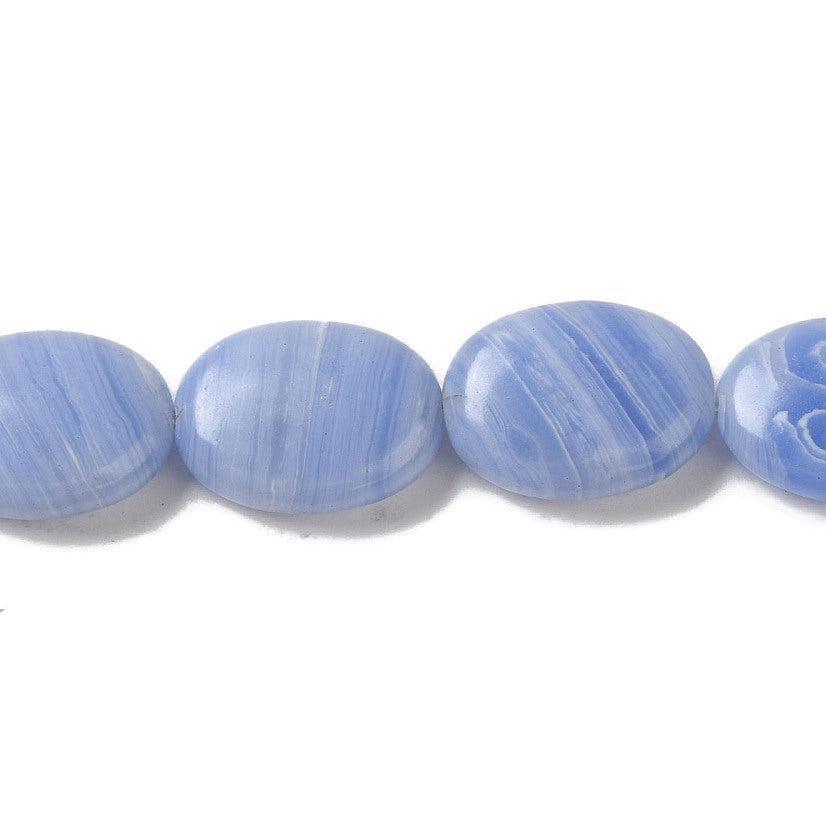 Edelsteen Kraal Blauwe Kantsteen Agaat Ovaal Blauw 16mm - per stuk-Kralen-Kraaltjes van Renate
