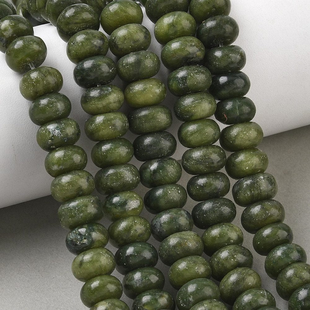 Edelsteen Kraal Chinese Jade Rondel Groen 10x6mm - per stuk-Kralen-Kraaltjes van Renate