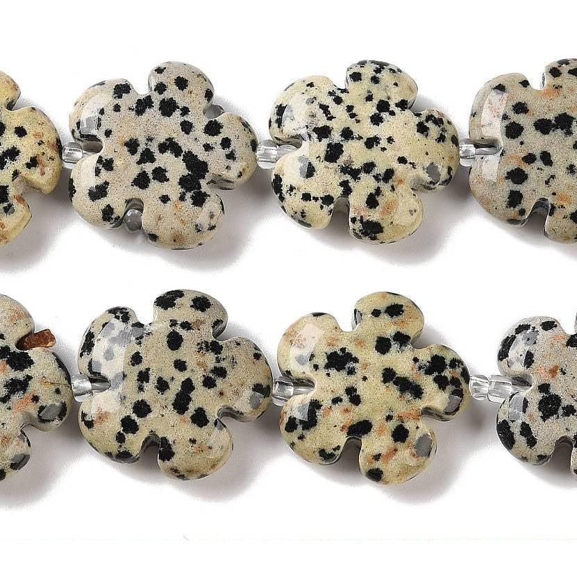 Edelsteen Kraal Dalmatier Jaspis Bloem Crème 20mm - per stuk-Kralen-Kraaltjes van Renate