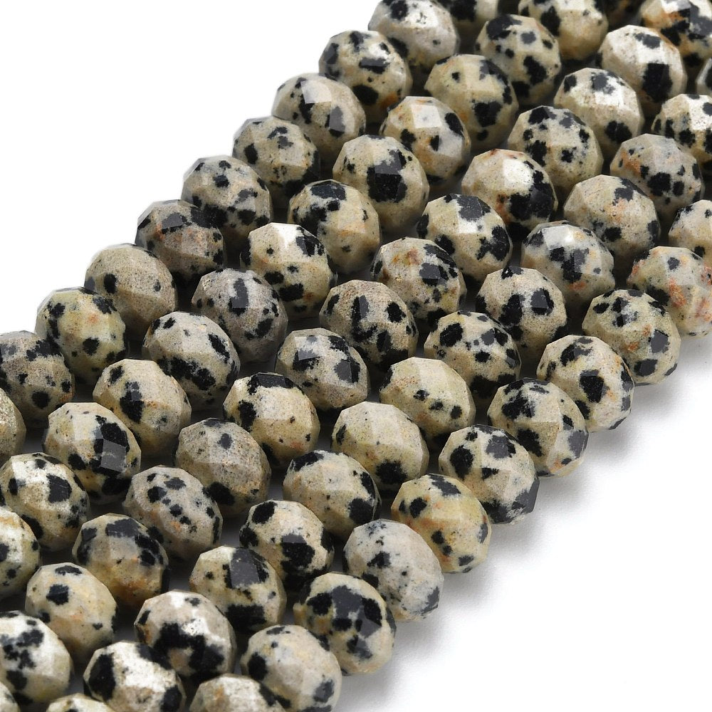 Edelsteen Kraal Dalmatier Jaspis Facet Rondel Crème 8x5.5mm - per stuk-Kralen-Kraaltjes van Renate