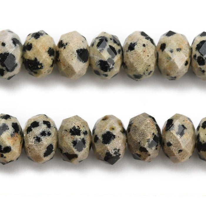 Edelsteen Kraal Dalmatier Jaspis Facet Rondel Crème 8x5.5mm - per stuk-Kralen-Kraaltjes van Renate