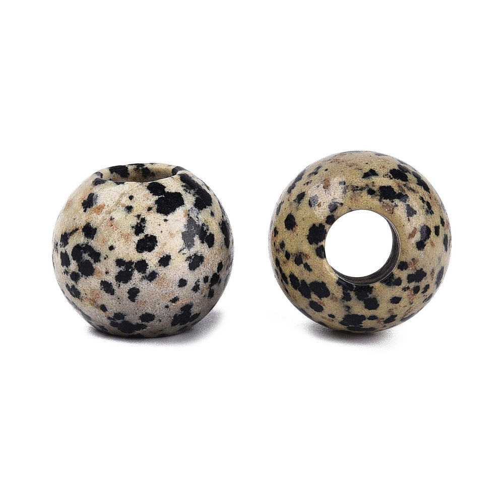 Edelsteen Kraal Dalmatier Jaspis Groot Gat Rondel Crème 20x17mm - per stuk-Kralen-Kraaltjes van Renate