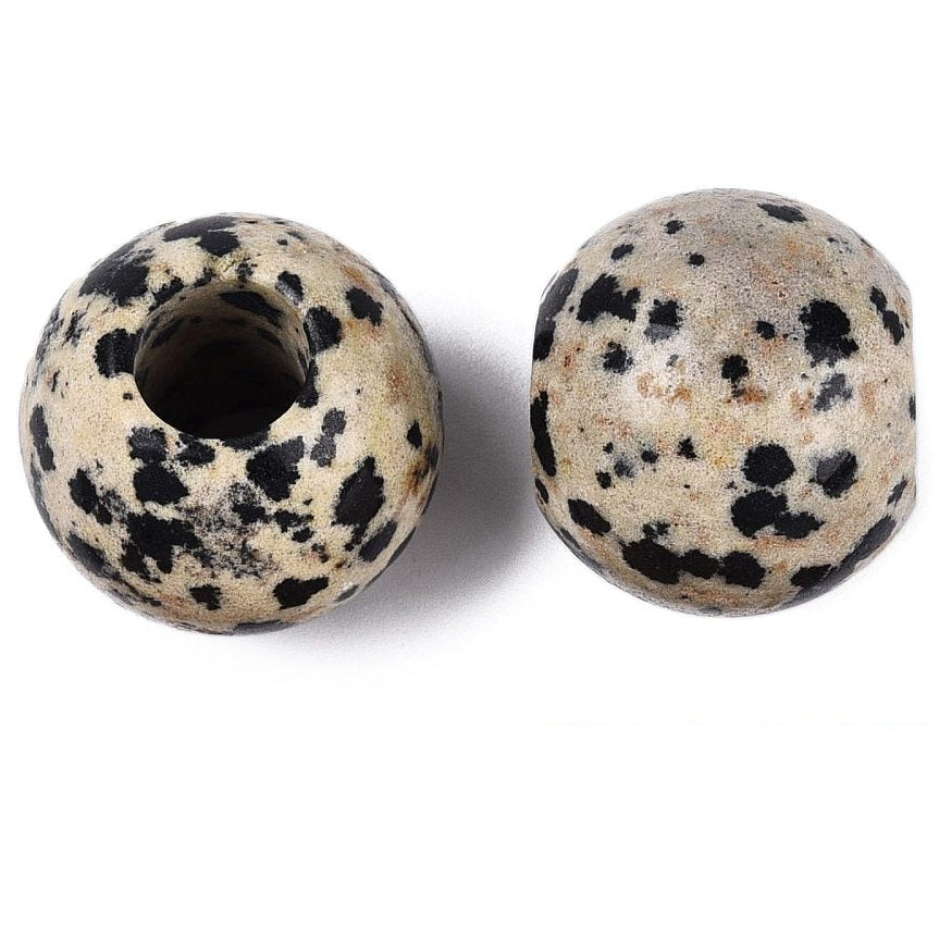 Edelsteen Kraal Dalmatier Jaspis Groot Gat Rondel Crème 20x17mm - per stuk-Kralen-Kraaltjes van Renate