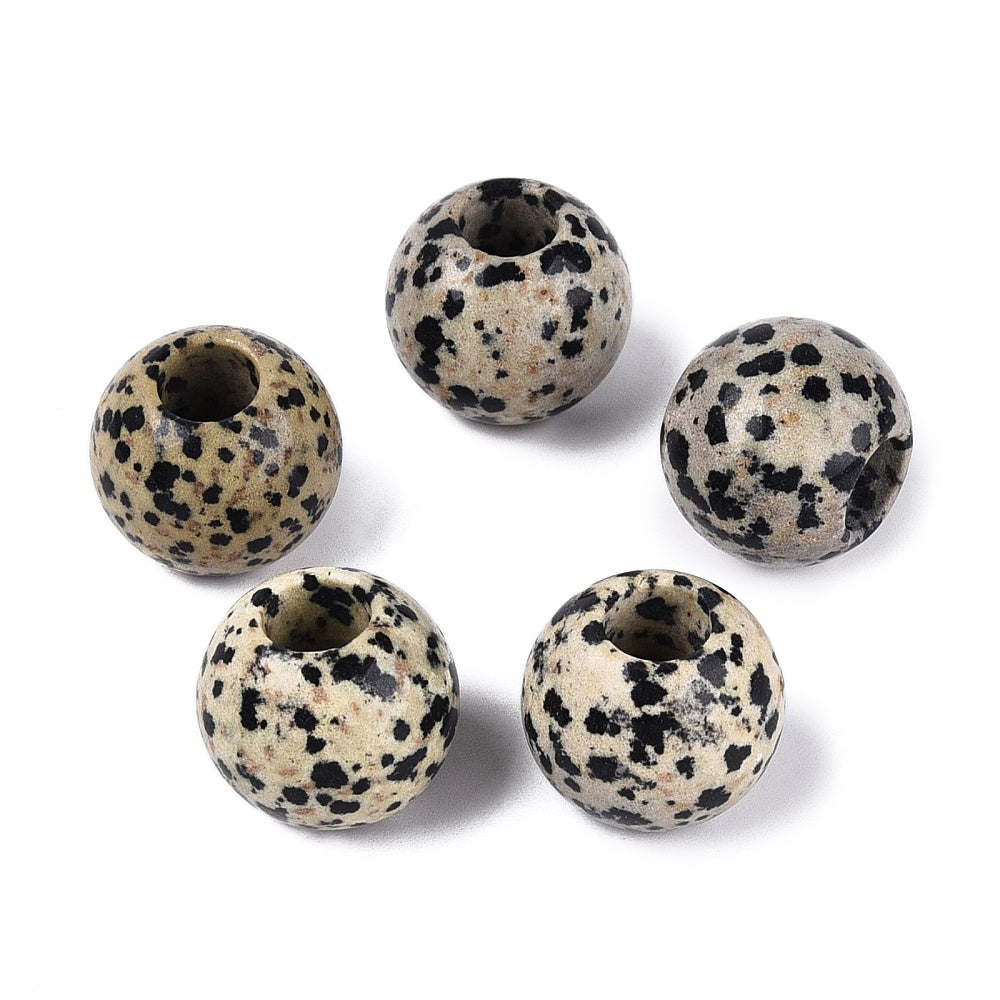 Edelsteen Kraal Dalmatier Jaspis Groot Gat Rondel Crème 20x17mm - per stuk-Kralen-Kraaltjes van Renate