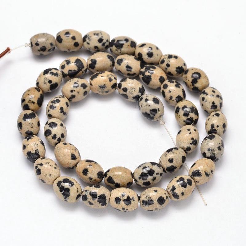 Edelsteen Kraal Dalmatier Jaspis Ovaal Crème 10mm - per stuk-Kralen-Kraaltjes van Renate
