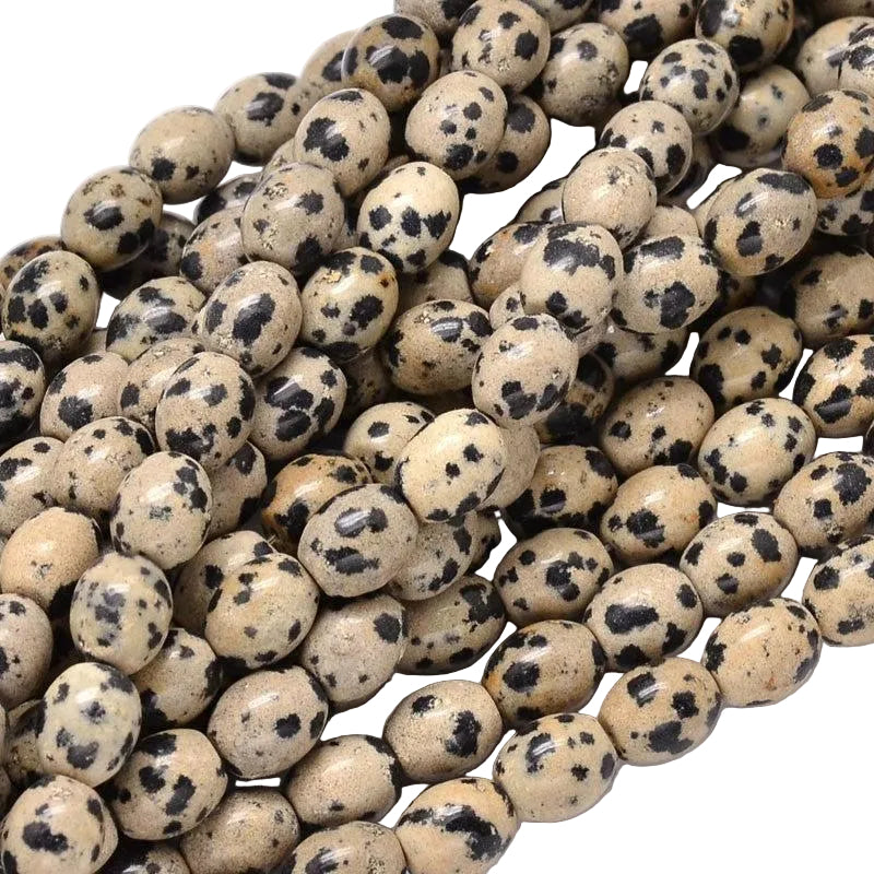 Edelsteen Kraal Dalmatier Jaspis Ovaal Crème 10mm - per stuk-Kralen-Kraaltjes van Renate