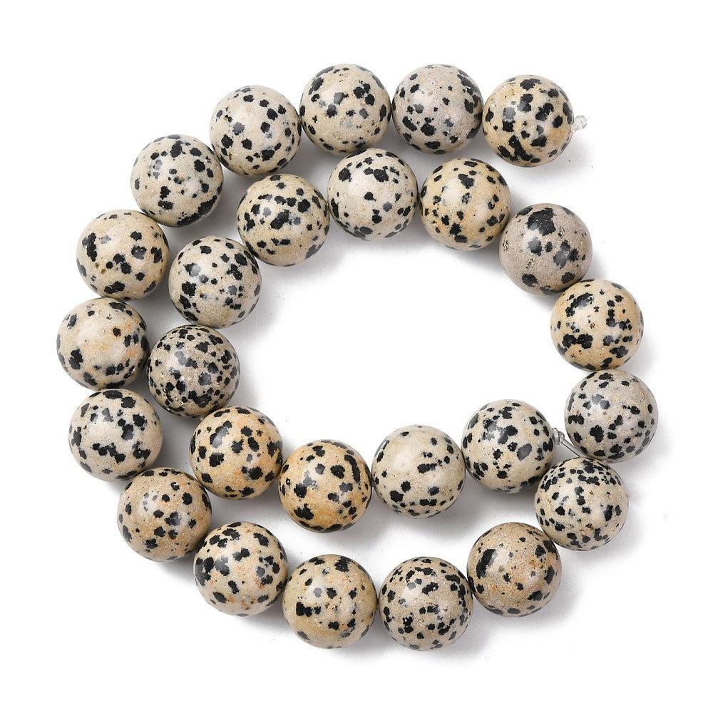 Edelsteen Kraal Dalmatier Jaspis Rond Crème 14mm - per stuk-Kralen-Kraaltjes van Renate