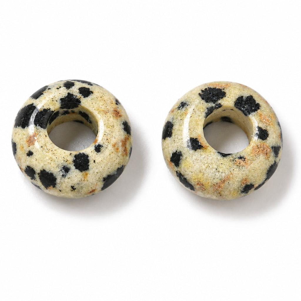 Edelsteen Kraal Dalmatier Jaspis Rondel Crème 10x4.5mm - per stuk-Kralen-Kraaltjes van Renate