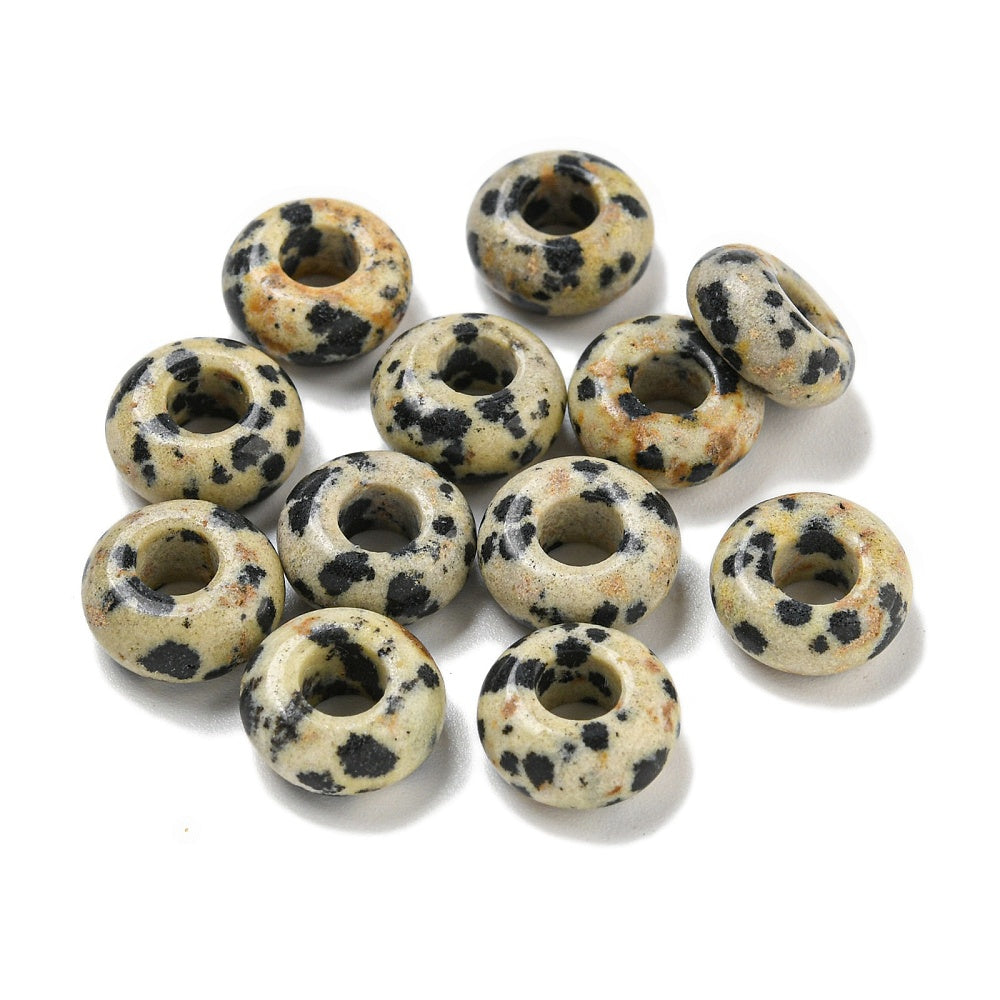 Edelsteen Kraal Dalmatier Jaspis Rondel Crème 10x4.5mm - per stuk-Kralen-Kraaltjes van Renate