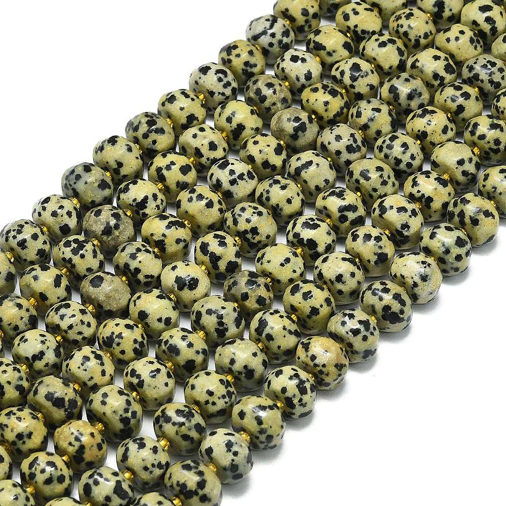Edelsteen Kraal Dalmatier Jaspis Rondel Crème 12x8mm - per stuk-Kralen-Kraaltjes van Renate