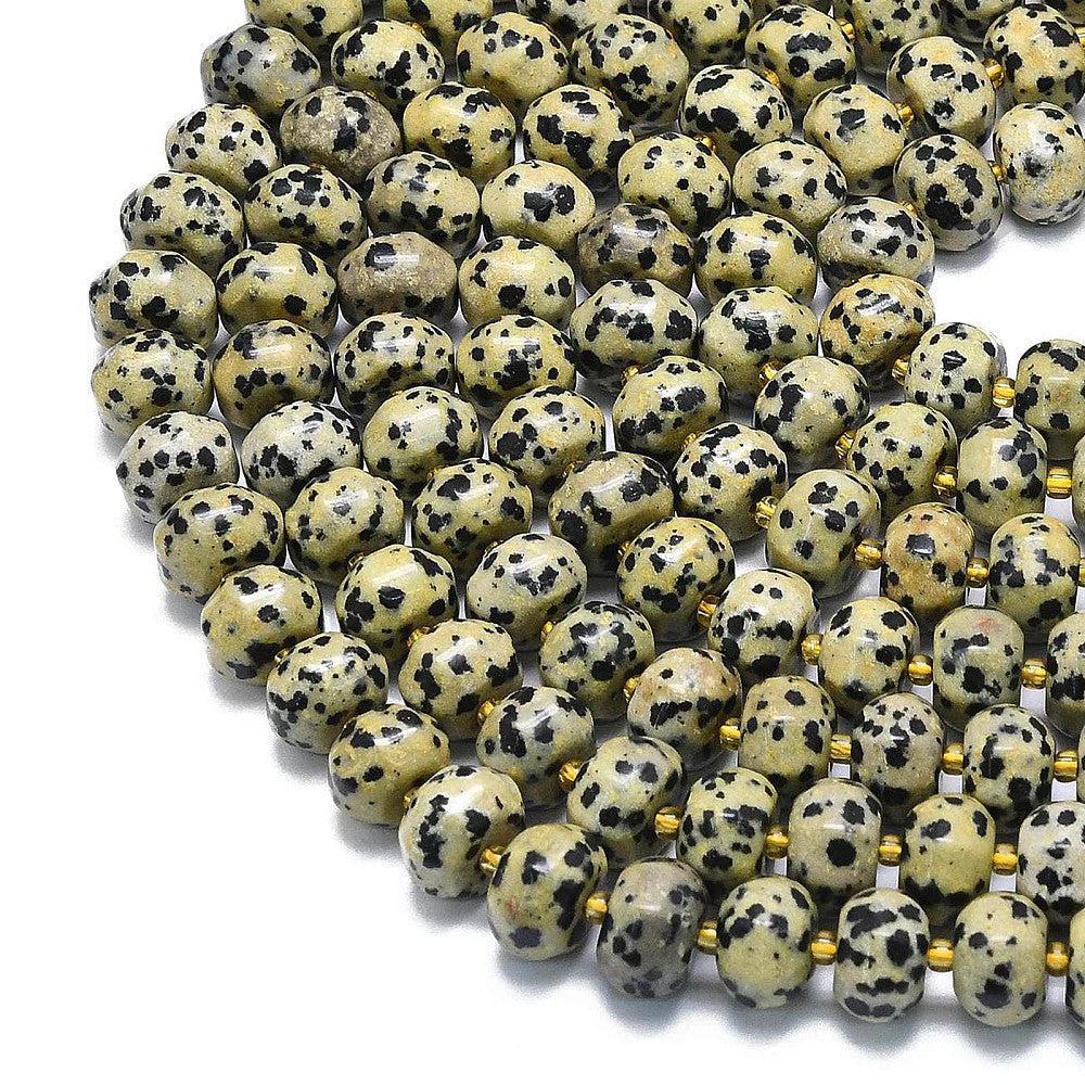 Edelsteen Kraal Dalmatier Jaspis Rondel Crème 12x8mm - per stuk-Kralen-Kraaltjes van Renate