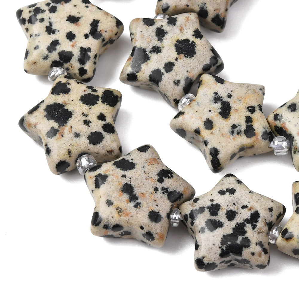 Edelsteen Kraal Dalmatier Jaspis Ster Crème 16mm - per stuk-Kralen-Kraaltjes van Renate