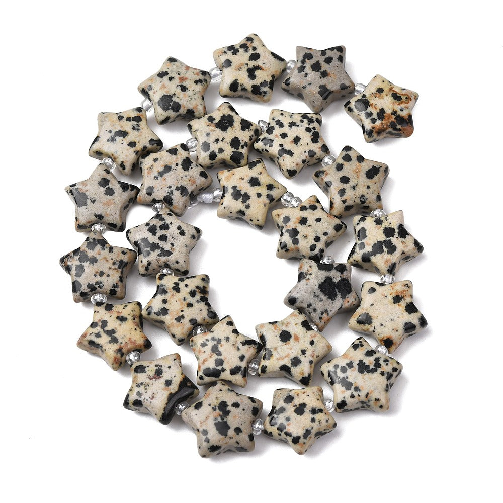 Edelsteen Kraal Dalmatier Jaspis Ster Crème 16mm - per stuk-Kralen-Kraaltjes van Renate
