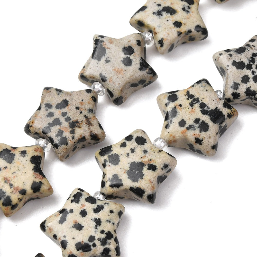 Edelsteen Kraal Dalmatier Jaspis Ster Crème 16mm - per stuk-Kralen-Kraaltjes van Renate