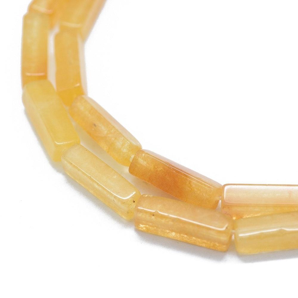 Edelsteen Kraal Gele Aventurijn Tube Vierkant Geel 13mm - per stuk-Kralen-Kraaltjes van Renate