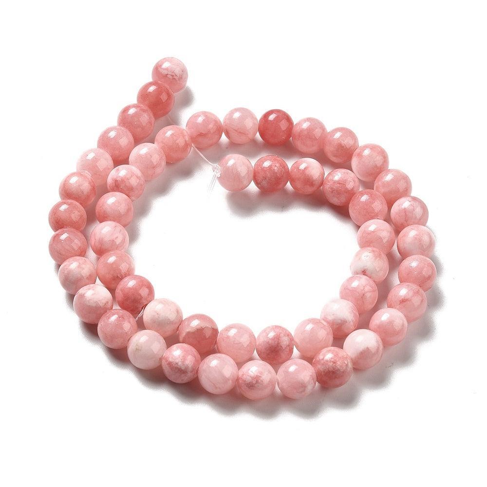 Edelsteen Kraal Jade Rond Roze Koraal 8mm - per stuk-Kralen-Kraaltjes van Renate