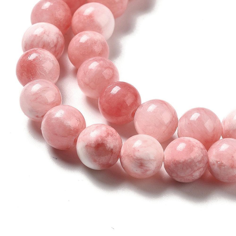 Edelsteen Kraal Jade Rond Roze Koraal 8mm - per stuk-Kralen-Kraaltjes van Renate