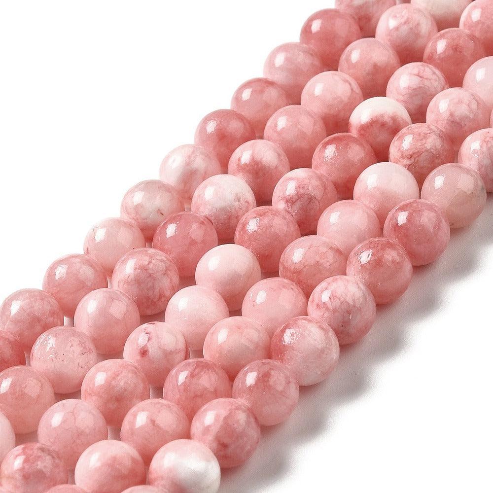 Edelsteen Kraal Jade Rond Roze Koraal 8mm - per stuk-Kralen-Kraaltjes van Renate