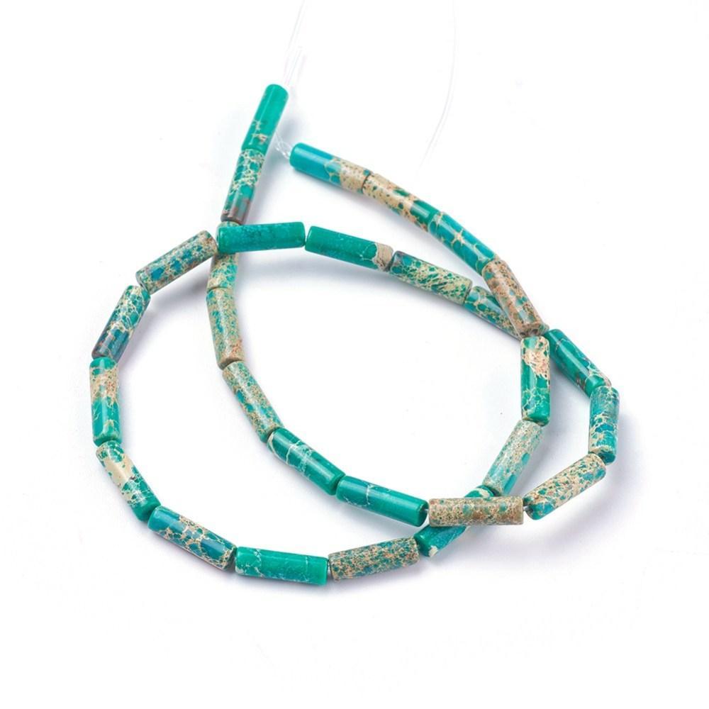Edelsteen Kraal Imperial Jaspis Tube Donker Turquoise 14mm - per stuk-Kralen-Kraaltjes van Renate