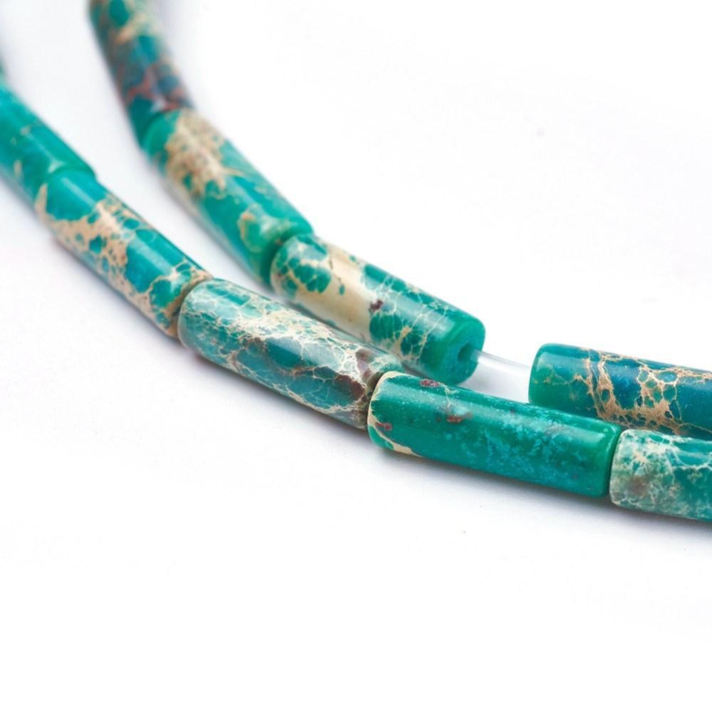 Edelsteen Kraal Imperial Jaspis Tube Donker Turquoise 14mm - per stuk-Kralen-Kraaltjes van Renate