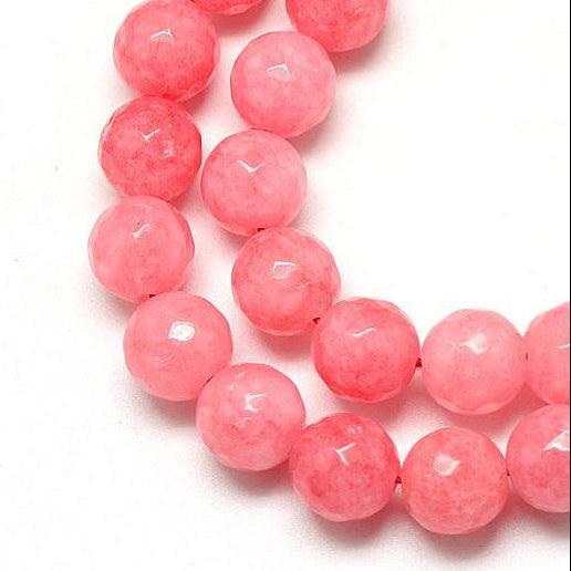 Edelsteen Kralen Jade Facet Rond Lichtkoraal Roze 8mm - per stuk-Kralen-Kraaltjes van Renate