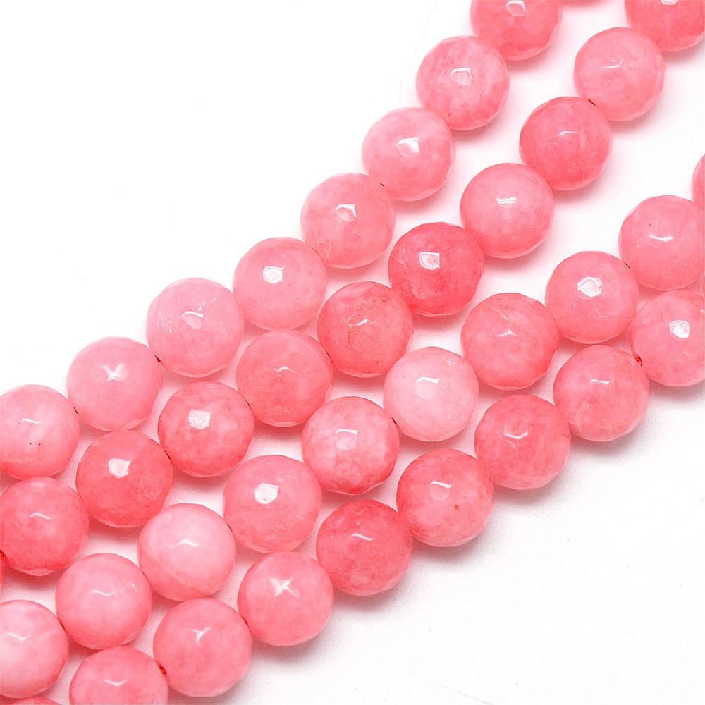 Edelsteen Kralen Jade Facet Rond Lichtkoraal Roze 8mm - per stuk-Kralen-Kraaltjes van Renate