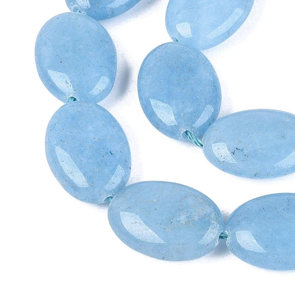 Edelsteen Kraal Jade Ovaal Plat Blauw 17mm - per stuk-Kralen-Kraaltjes van Renate