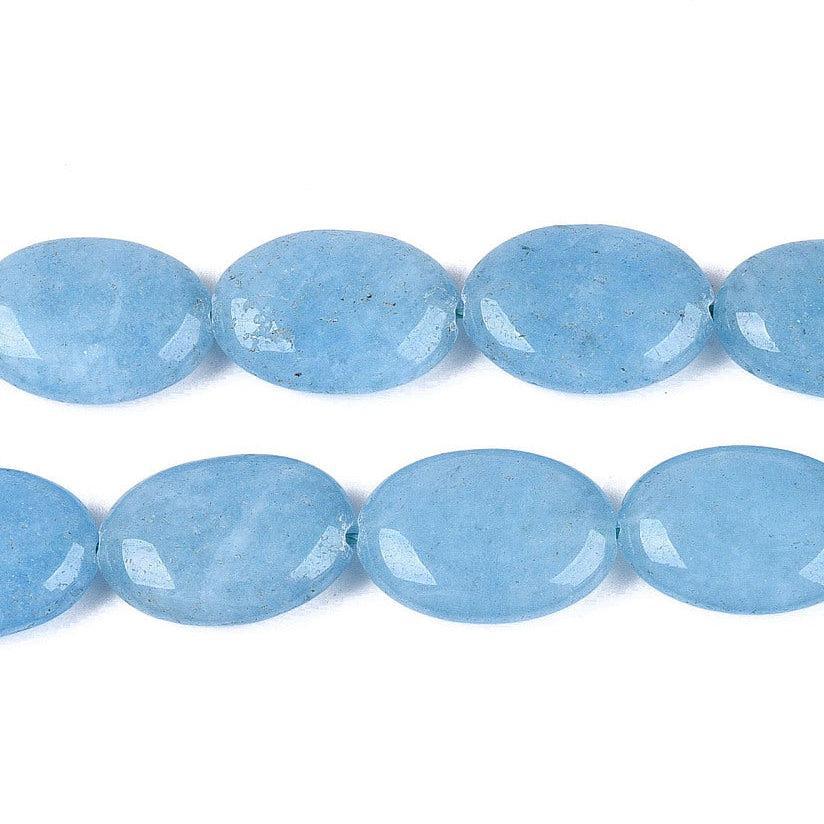 Edelsteen Kraal Jade Ovaal Plat Blauw 17mm - per stuk-Kralen-Kraaltjes van Renate