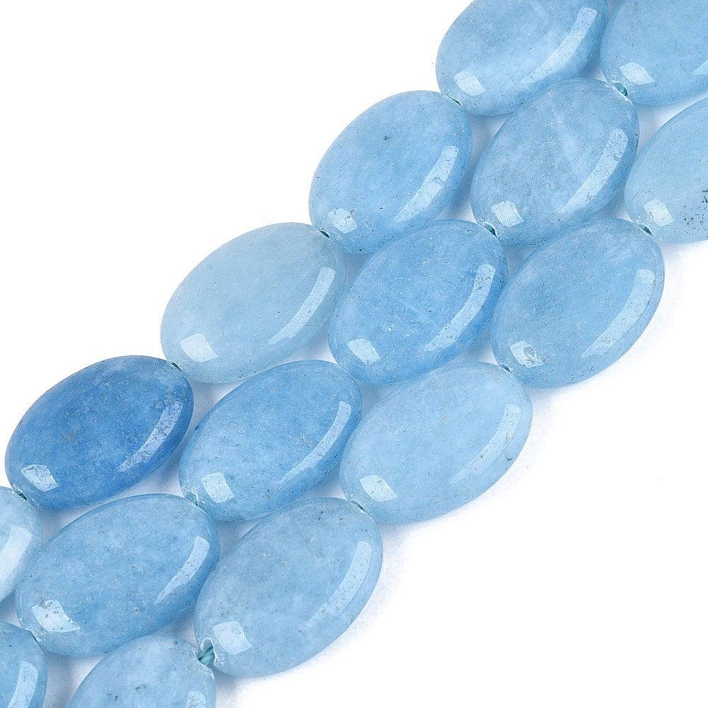 Edelsteen Kraal Jade Ovaal Plat Blauw 17mm - per stuk-Kralen-Kraaltjes van Renate