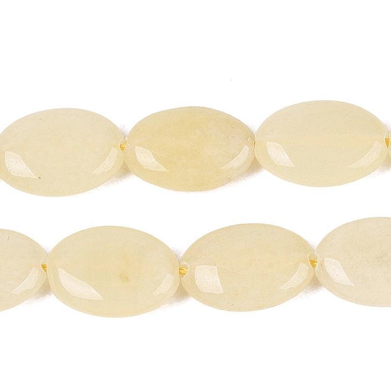 Edelsteen Kraal Jade Ovaal Plat Geel 17mm - per stuk-Kralen-Kraaltjes van Renate