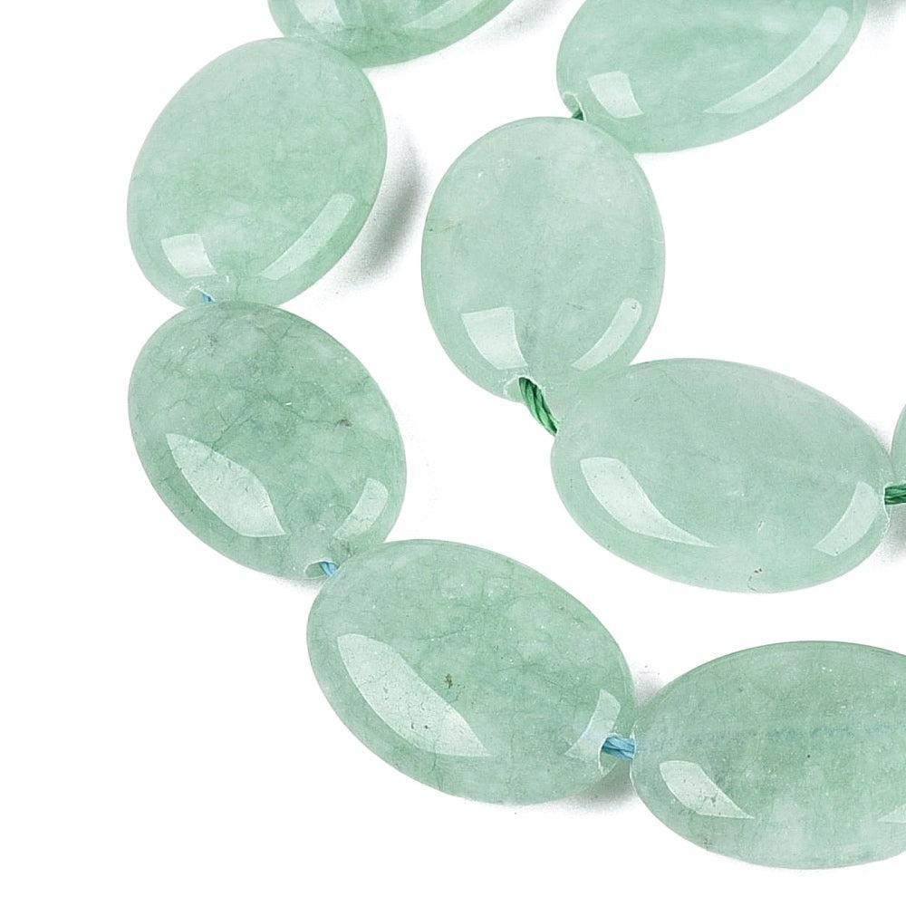 Edelsteen Kraal Jade Ovaal Plat Honeydew 17mm - per stuk-Kralen-Kraaltjes van Renate