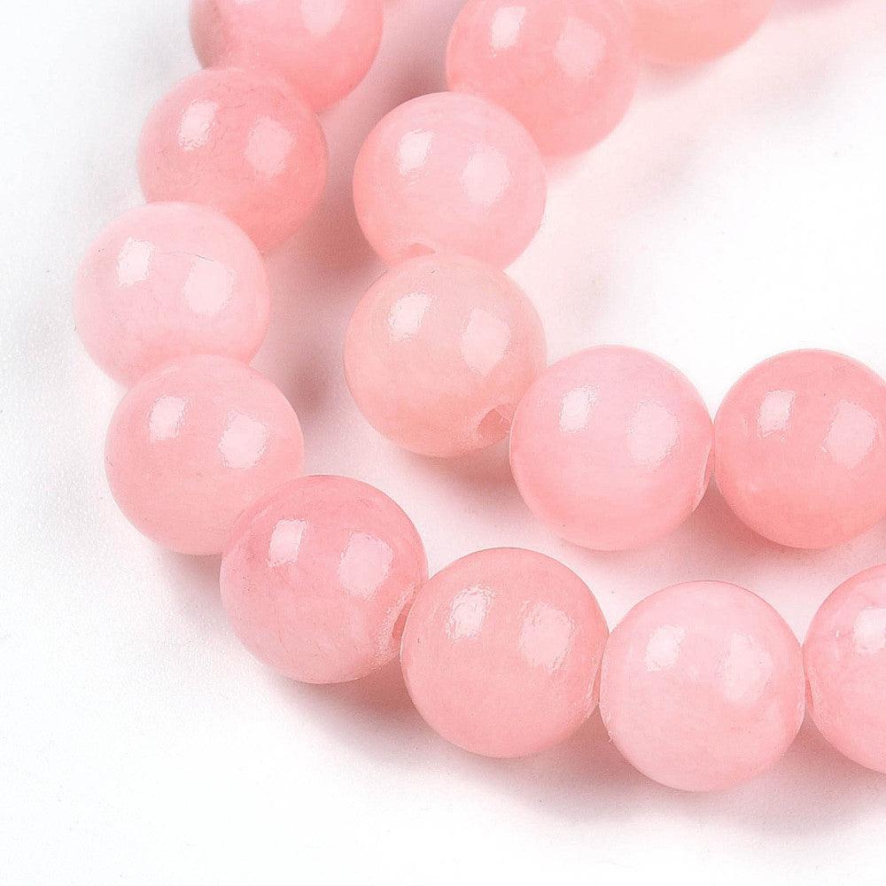 Edelsteen Kraal Jade Rond Bubblegum Pink 8mm - per stuk-Kralen-Kraaltjes van Renate