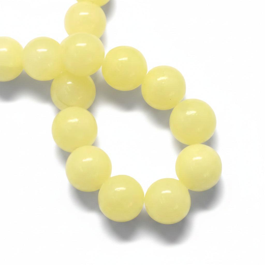 Edelsteen Kraal Jade Rond Geel Champagne 8mm - per stuk-Kralen-Kraaltjes van Renate