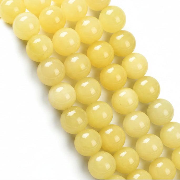 Edelsteen Kraal Jade Rond Geel Champagne 8mm - per stuk-Kralen-Kraaltjes van Renate