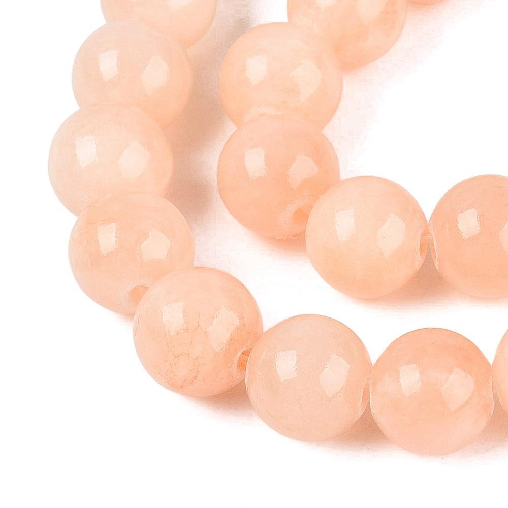 Edelsteen Kraal Jade Rond Peach 8mm - per stuk-Kralen-Kraaltjes van Renate
