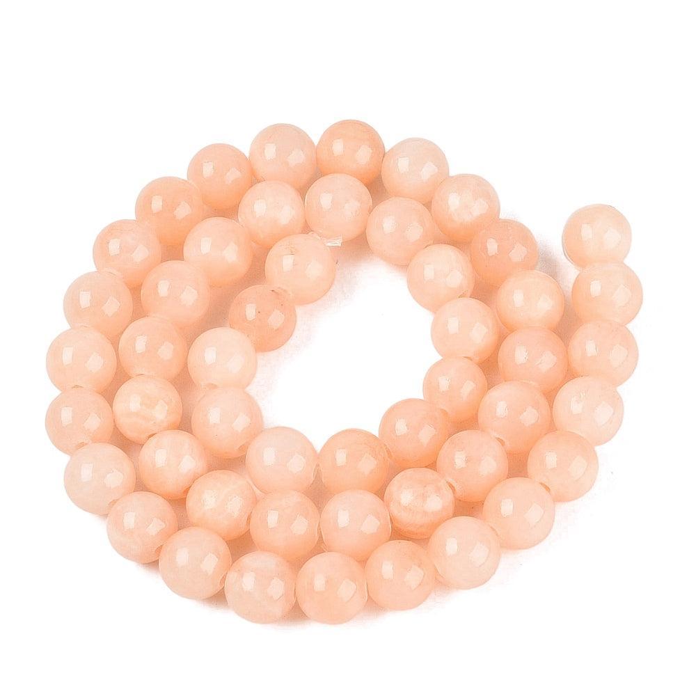 Edelsteen Kraal Jade Rond Peach 8mm - per stuk-Kralen-Kraaltjes van Renate