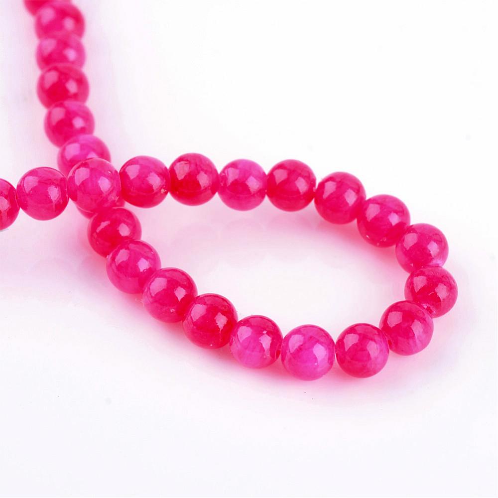 Edelsteen Kraal Jade Rond Roze Cerise 8mm - per stuk-Kralen-Kraaltjes van Renate