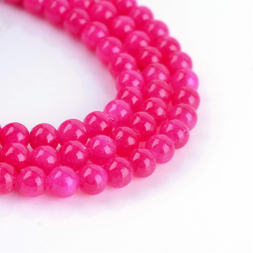 Edelsteen Kraal Jade Rond Roze Cerise 8mm - per stuk-Kralen-Kraaltjes van Renate