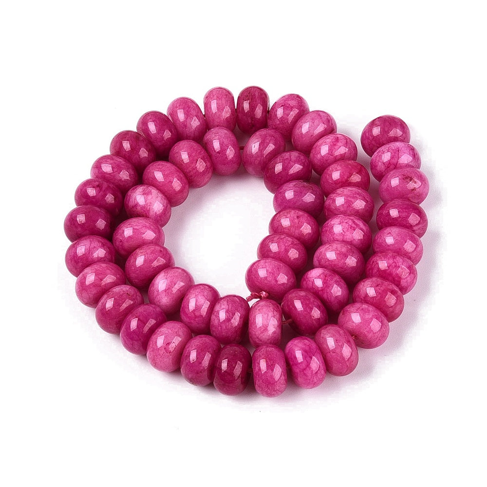 Edelsteen Kraal Jade Rondel Fuchsia 12x8mm - per stuk-Kralen-Kraaltjes van Renate