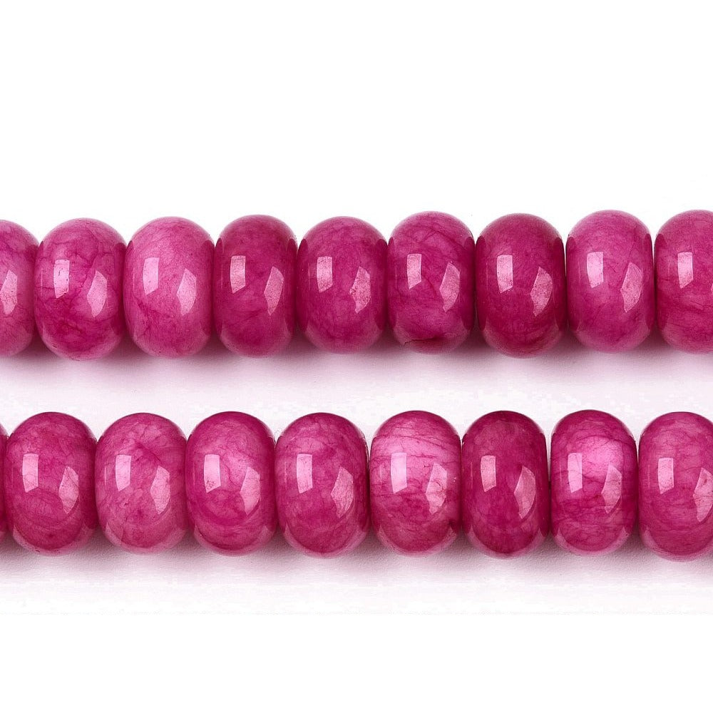 Edelsteen Kraal Jade Rondel Fuchsia 12x8mm - per stuk-Kralen-Kraaltjes van Renate