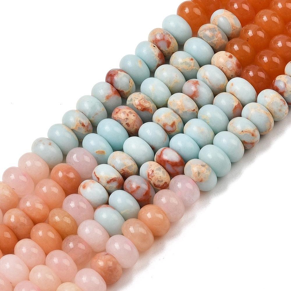 Edelsteen Kraal Jade Rondel Multicolor Kleur 8.5x5mm - per streng (± 79 stuks)-Kralen-Kraaltjes van Renate