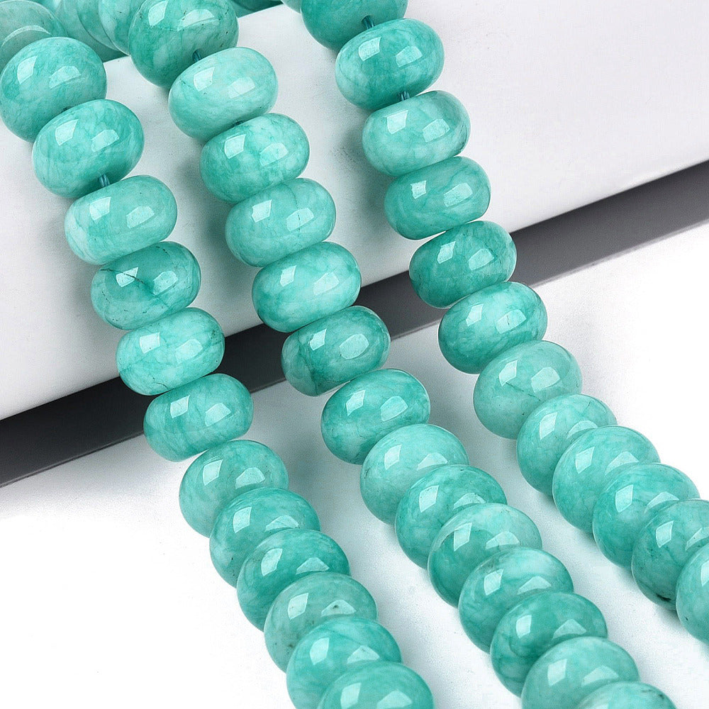Edelsteen Kraal Jade Rondel Turquoise 12x8mm - per stuk-Kralen-Kraaltjes van Renate