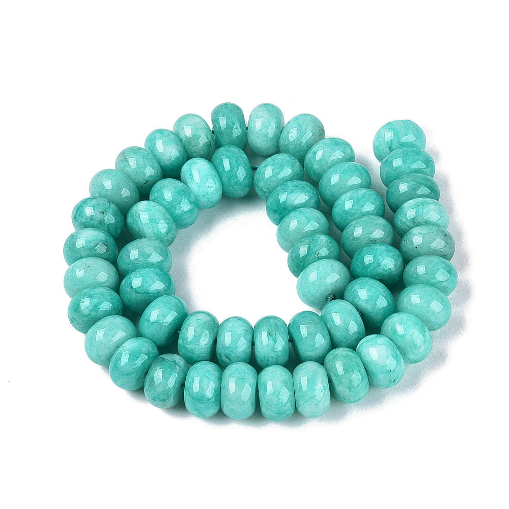 Edelsteen Kraal Jade Rondel Turquoise 12x8mm - per stuk-Kralen-Kraaltjes van Renate