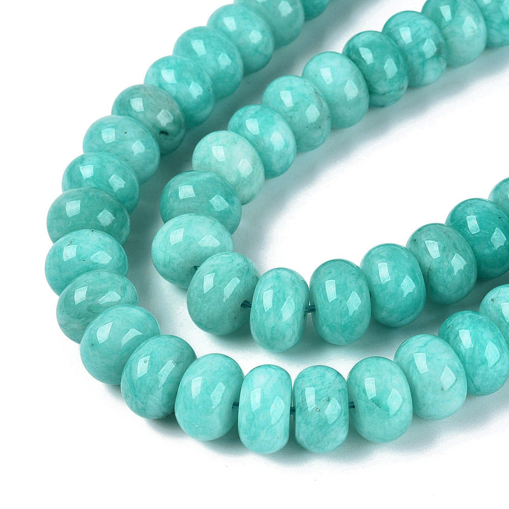 Edelsteen Kraal Jade Rondel Turquoise 12x8mm - per stuk-Kralen-Kraaltjes van Renate