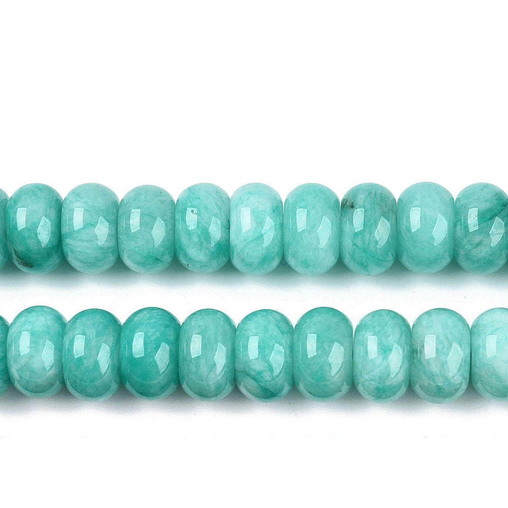 Edelsteen Kraal Jade Rondel Turquoise 12x8mm - per stuk-Kralen-Kraaltjes van Renate