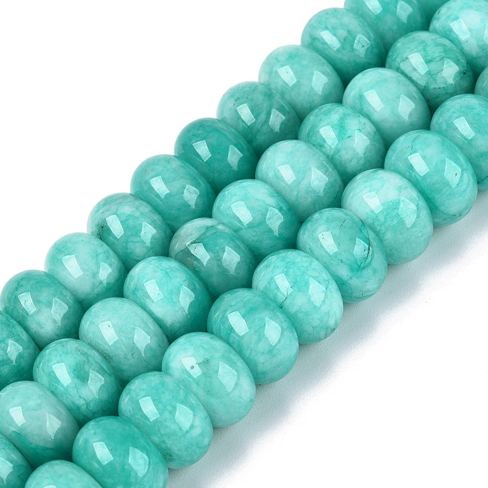 Edelsteen Kraal Jade Rondel Turquoise 12x8mm - per stuk-Kralen-Kraaltjes van Renate
