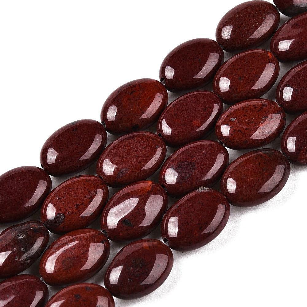 Edelsteen Kraal Jaspis Ovaal Donkerrood 14mm - per stuk-Kralen-Kraaltjes van Renate