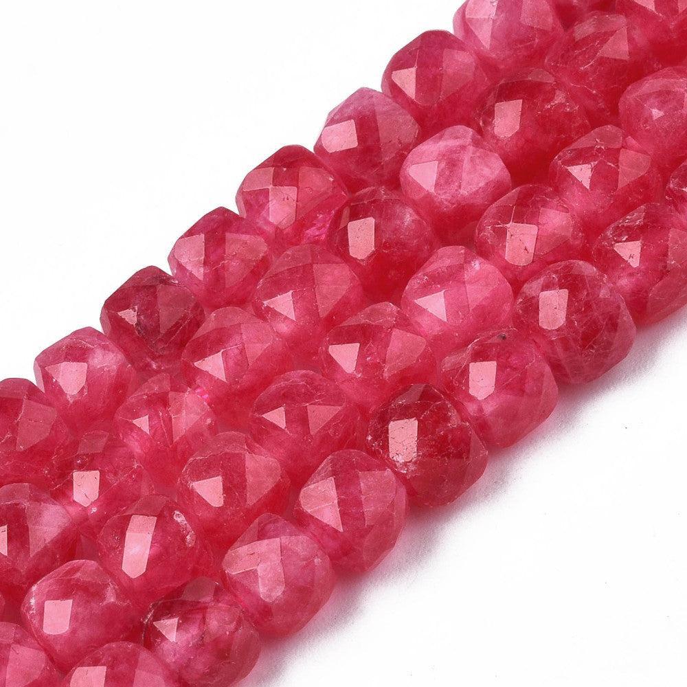 Edelsteen Kraal Kwarts Kubus Cerise 6mm - per stuk-Kralen-Kraaltjes van Renate